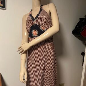 Elegant Chevron Halter Dress